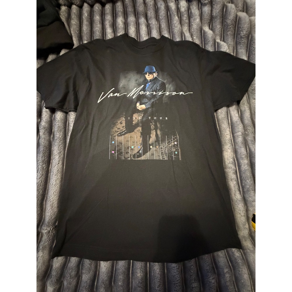 Van Morrison 2019 Live Tour T-Shirt Black Cotton Mens Size Large Concert Graphic